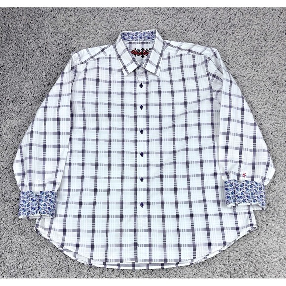 Robert Graham Other - Robert Graham Shirt Men‎ XXL White Purple Windowpayne Paisley Flip Cuff L/S Red